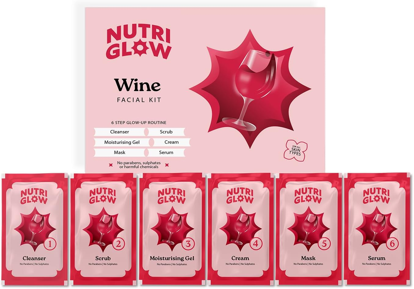 Nutriglow Natural'S Advanced Pro Formula Wine Facial Cleanup Kit for Glowing Skin |Blemish Free, Fairer Complexion| 10 Gm Each image number 3