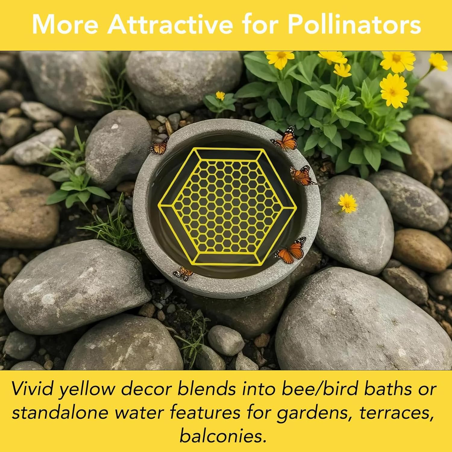 Floating Bee Island, 4 Pack, 7.1 Inch Pollinator Watering Station, Butterfly Bath Feeder for Outdoors image number 4