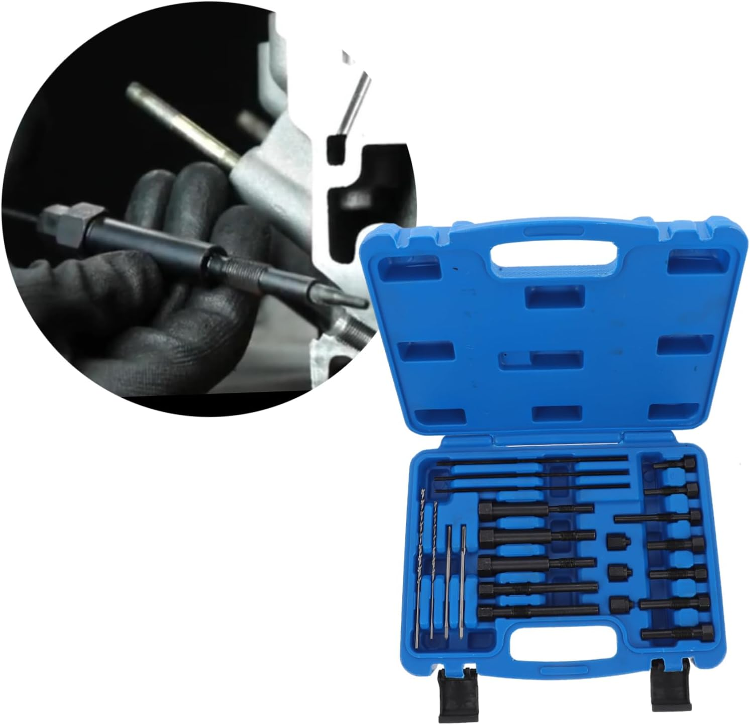 Mikinona Damaged Glow Plug Puller and Thread Repair Kit Automotive Glow Plug Removal Tool Practical Car Repair Equipment Sturdy Extraction Function for Engine Maintenance image number 3