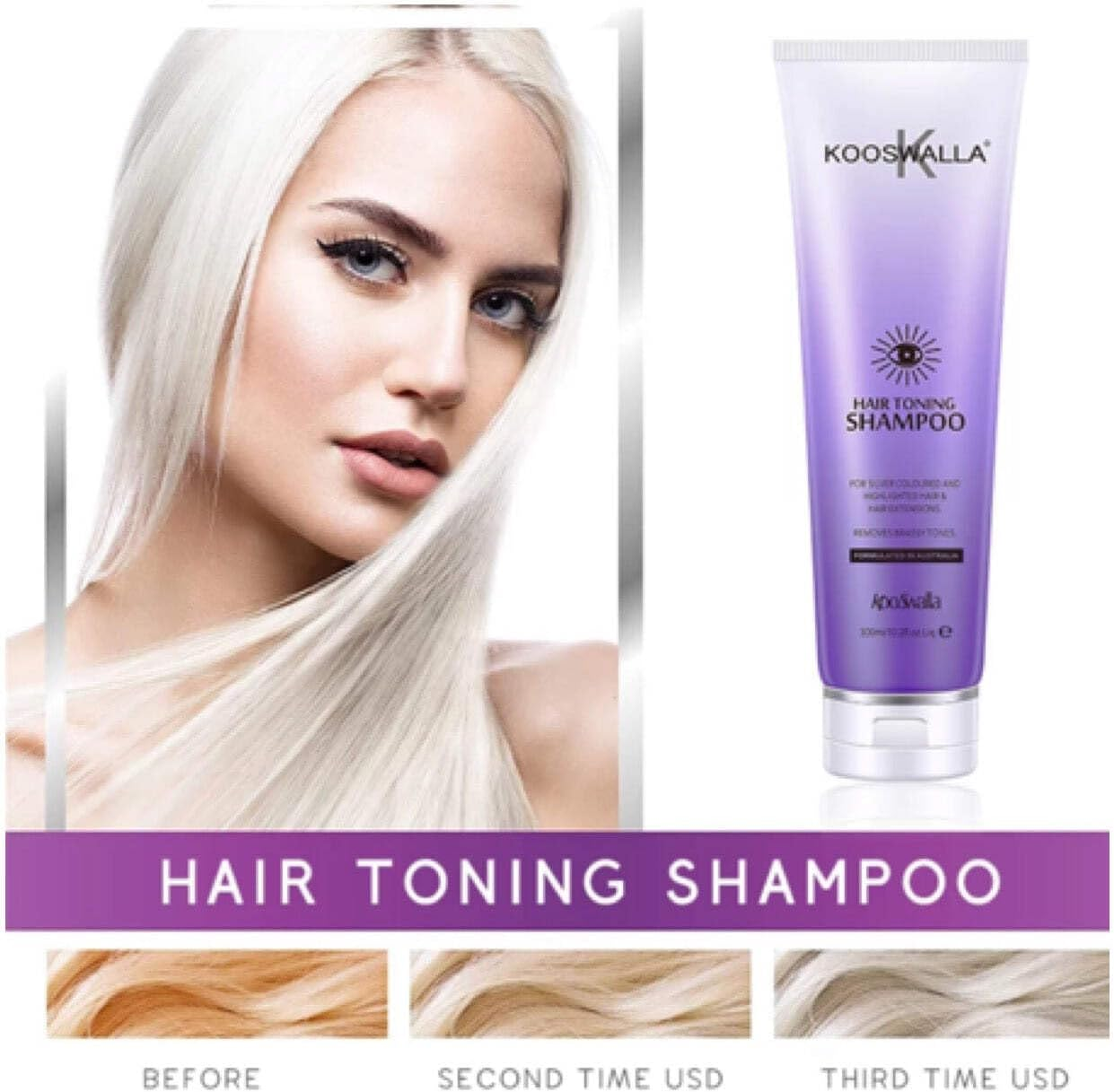 Kooswalla Hair Toning Shampoo for Blonde Hair &ndash; 300Ml &ndash; Sulfate-Free, Neutralizes Brassiness & Enhances Blonde Vibrancy image number 5