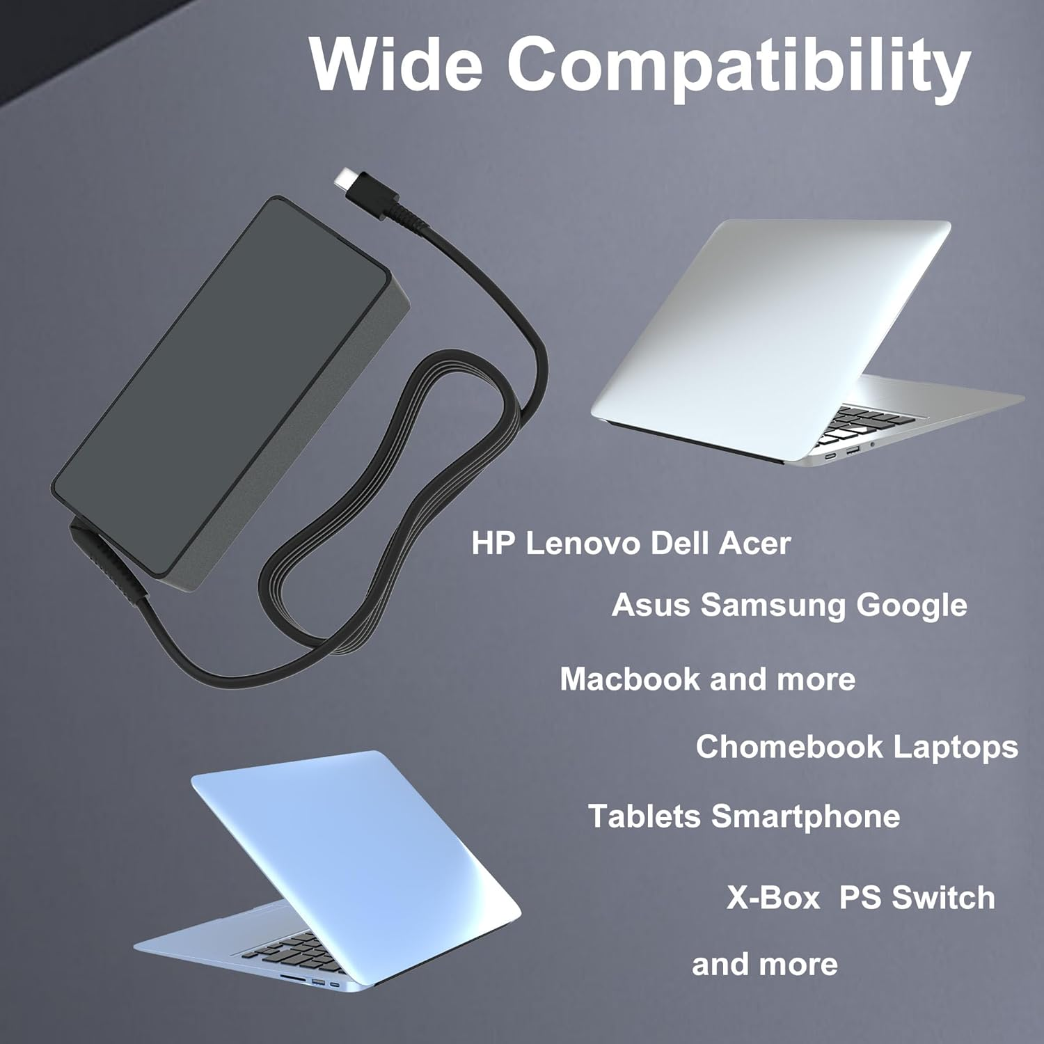 65W USB C Laptop Charger Fast Chromebook Charger Compatible with HP, Dell, Lenovo, Acer, Asus, Samsung, Google, USB Type-C Power Adapter image number 4