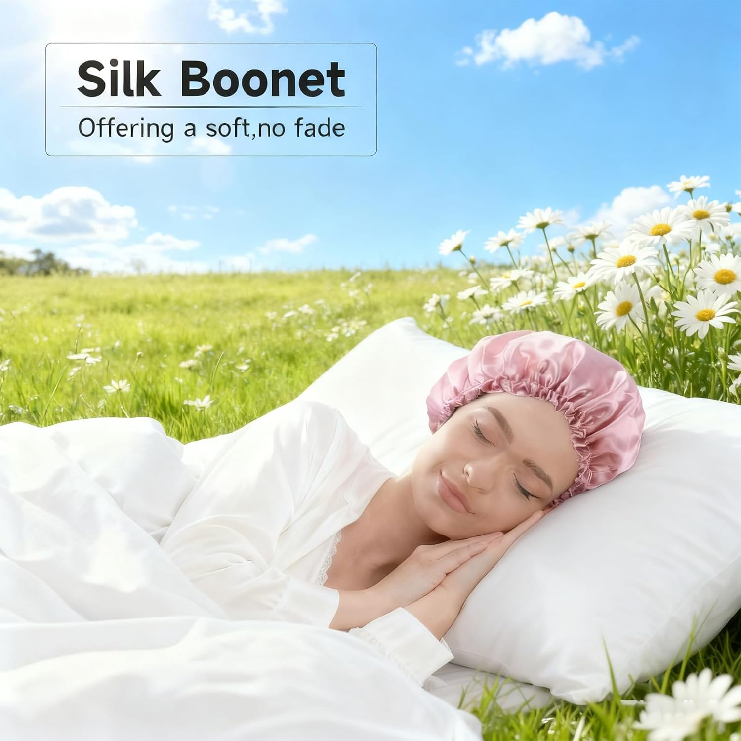 4PC Satin Lined Shower Caps Set, Large Waterproof Reusable Bath Hair Caps for Women with Long Hair, Premium Shower Bonnets & Plastic Hair Treatment Caps Accessories image number 4