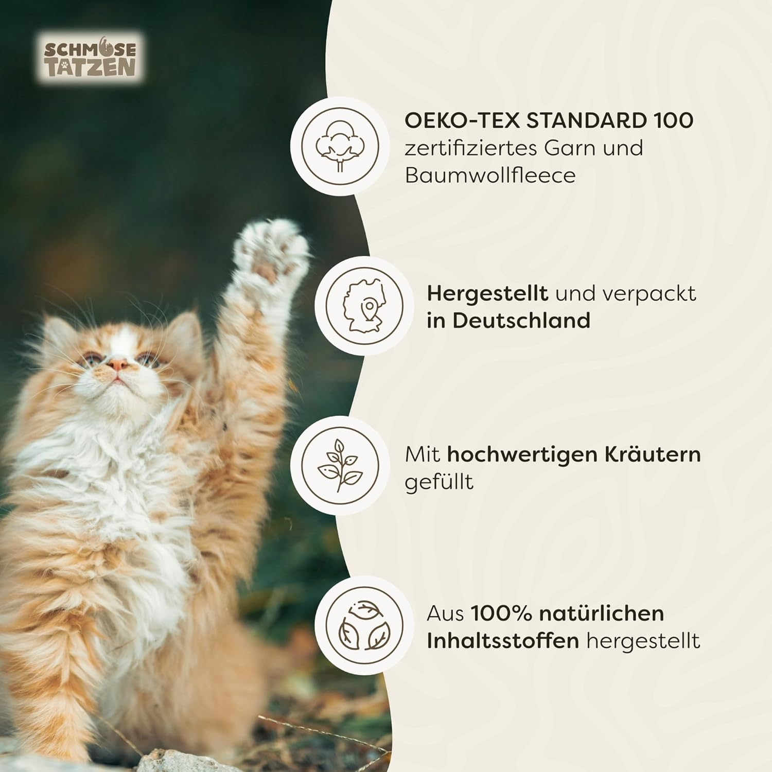 BT TOBIAS BRUNNER Scented and Cuddly Cushion for Cats with Valerian, Set of 2 (2 Pieces), 4Cats Scented Cushion, Made in Germany, Fun Cat Fun for All Breeds image number 1