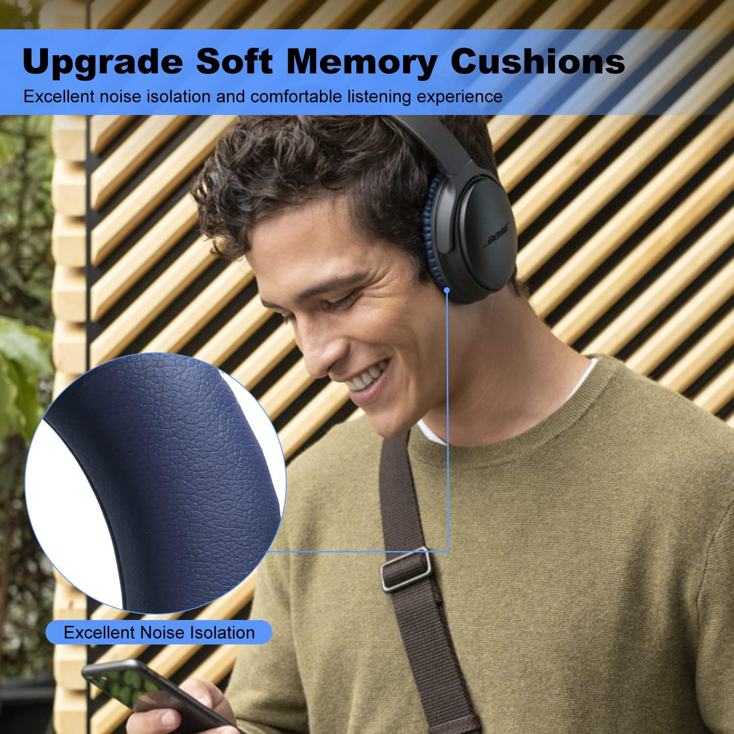 Professional Replacement Ear Pads for Bose Quietcomfort 35 (QC35) & Quietcomfort 35Ii (Qc35Ii),Premium Headphones Earpads Cushions with Softer Leather and Memory Foam, Midnight Blue image number 4
