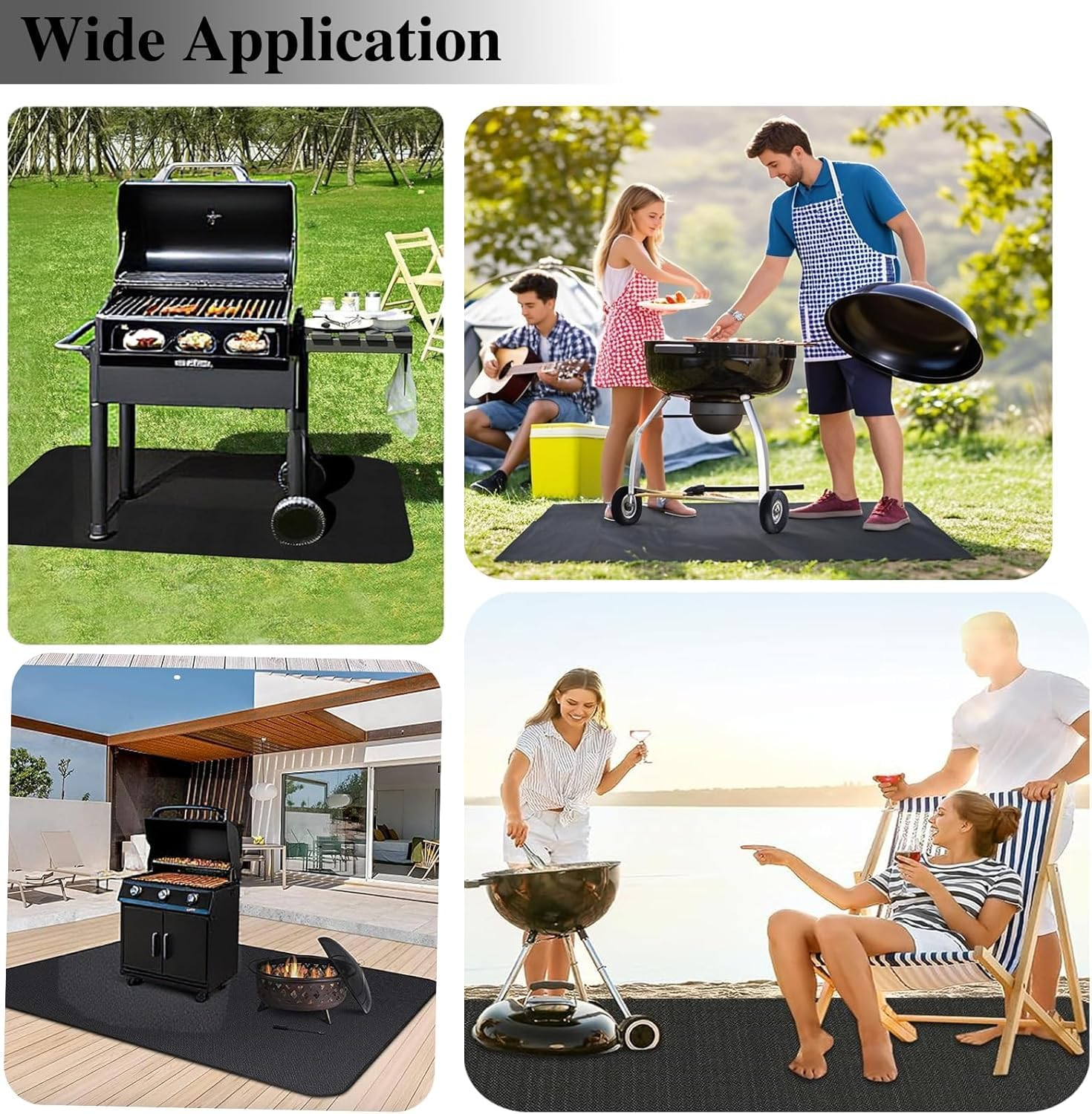 Large Fireproof under Grill Mat, Double-Sided Fire Pit Mat for Outdoor Grill,Oil-Proof Waterproof BBQ Protector for Decks and Patios, Indoor Fireplace Mat Prevents Ember Damage Wood Floor(76 * 122Cm) image number 3