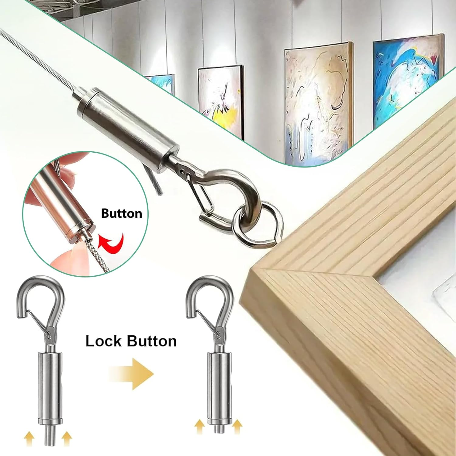 4 PCS Adjustable Picture Hanging Wire, Heavy Duty Stainless Steel Wire Rope Kit for Mirror Frames, Light Lamps, Billboards, Flowerpot &ndash; Durable Hanging Hardware for Home & Office (1.5Mmx2M) image number 6