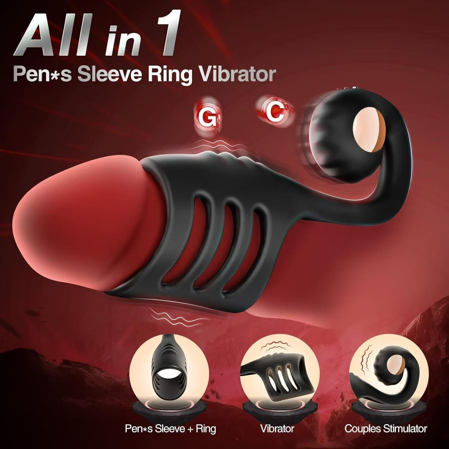 Vibrator Vibrating Cock Ring Sleeve with Snail-Shaped Vibrator Male Sex Toys with 10 Modes, G-Spot Vibrators Men Couple Adult Sex Toys & Games image number 1