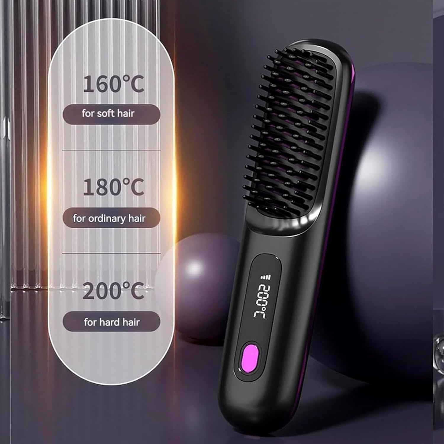 Bellabrush Pro,Bellabrush Pro Hair Brush,Bellabrush Pro Brush,Bellabrush Pro Hair Straightener Brush,Cordless Hair Straightener Brush,Bellabrush Portable Straightener Brush Heated Hair Comb (A) image number 6