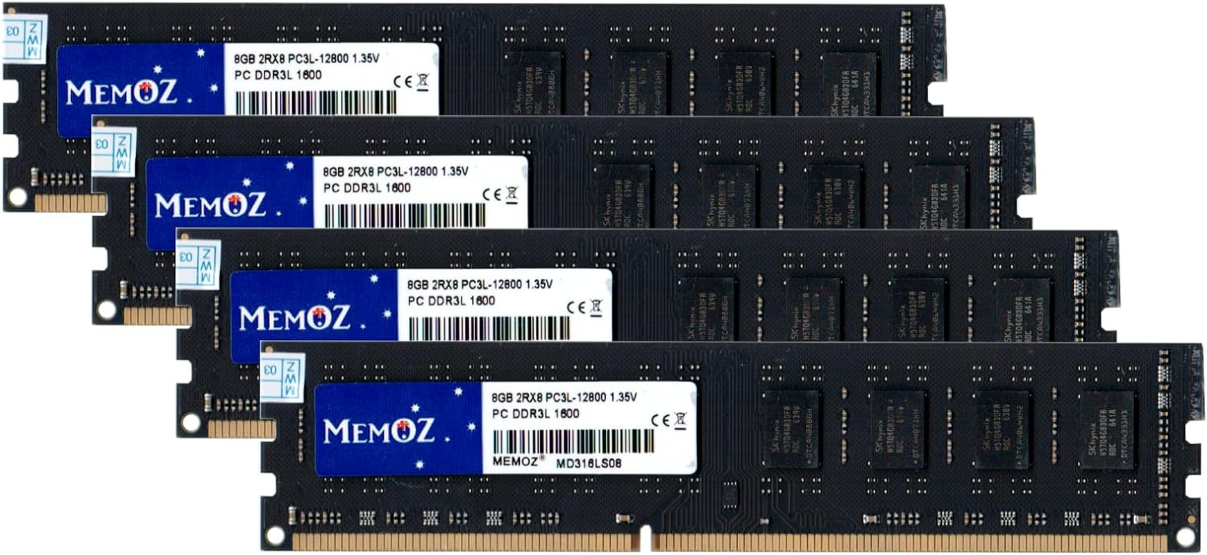 Memoz 32GB DDR3 Desktop 4X 8GB 1600Mhz PC3L 12800U DIMM 5 Years Warranty RAM Memory image number 4