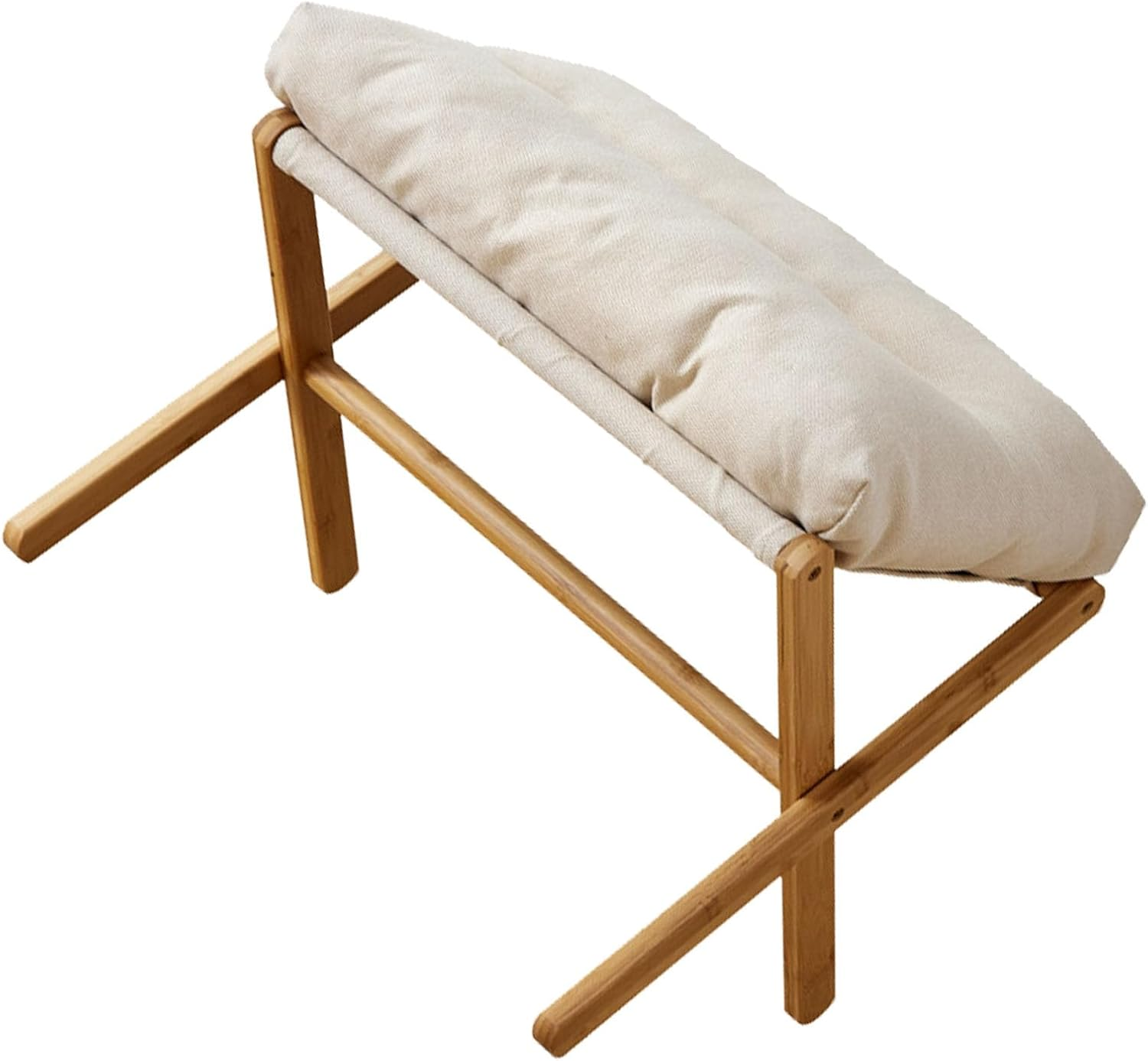 Soft Foot Stool, Footrest Stool Skin Friendly Multifunctional X Leg for Office for Bedroom (Beige) image number 2