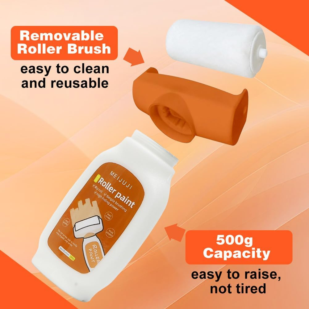 Wall Paint Touch up White, 500 G Touch up Paint White Roller, 2 in 1 Wall Repair Roller Brush, Wall Paint White Roller with Wall Repair Paste, Wall Repair Roller for Wall Scratches, Graffiti Stains image number 5