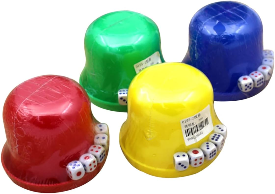 Dice Cup Set with Tray and Lid - 5 Plastic Dices for Bar Party Game, Gambling, Drinking Board Game (Random Color) image number 5