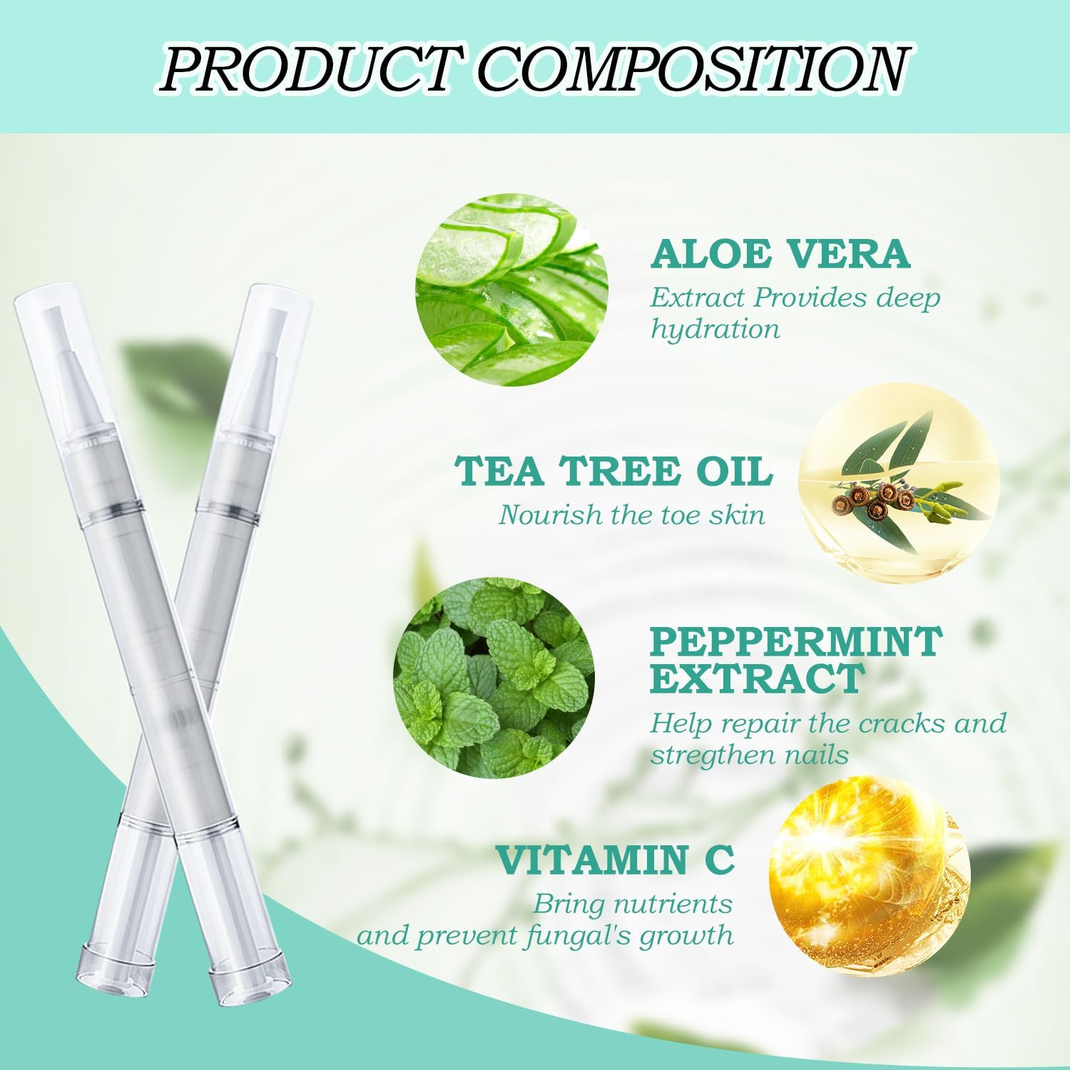 Pack of 3 Nail Care Pen, Nail Care Pen for Nourished Fingernails and Toenails with Tea Tree Oil, Vitamin E & Aloe Vera image number 1