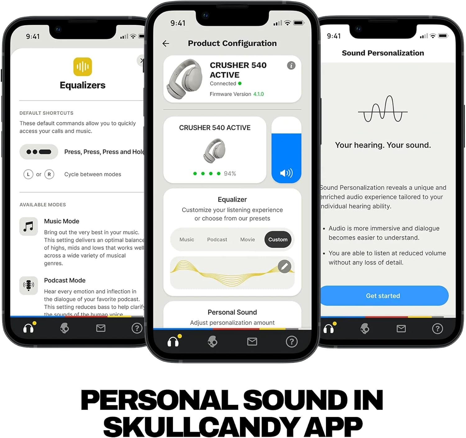 Skullcandy Crusher 540 Active Wireless Bluetooth Headphones with Multi-Sensory Bass, Noise Isolating Over-Ear Fit, Sweat and Water Resistant, 40 Hours Battery, Microphone for Iphone Android - Concrete image number 3