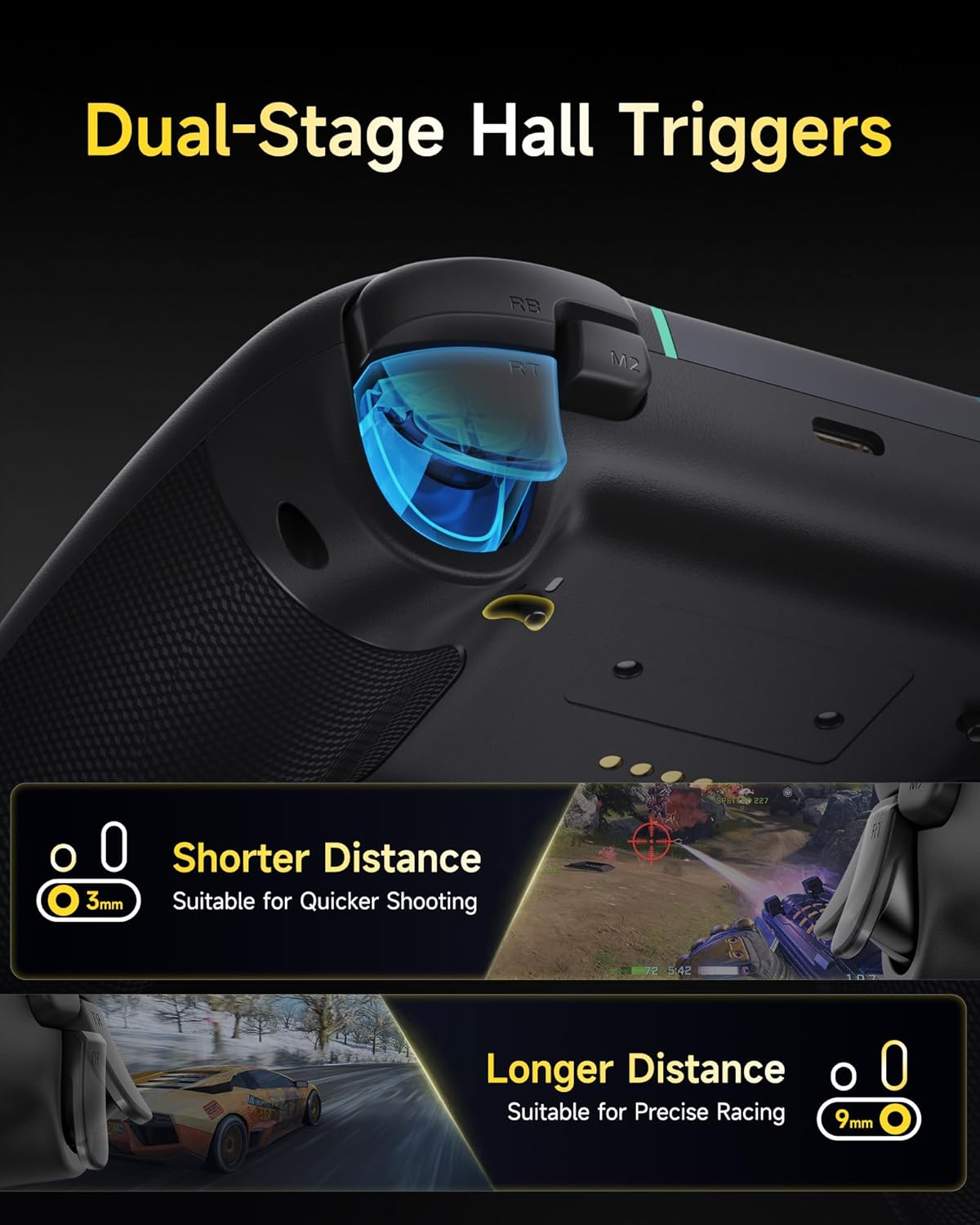 Easysmx X05PRO Wireless PC Controller &ndash; Quiet-Press Buttons, 2-Stage Impulse Triggers, 2 Programmable Buttons, Hall Joysticks, 1000Mah Battery, 1000Hz Polling Gaming Controller for Pc/Switch/Android image number 5