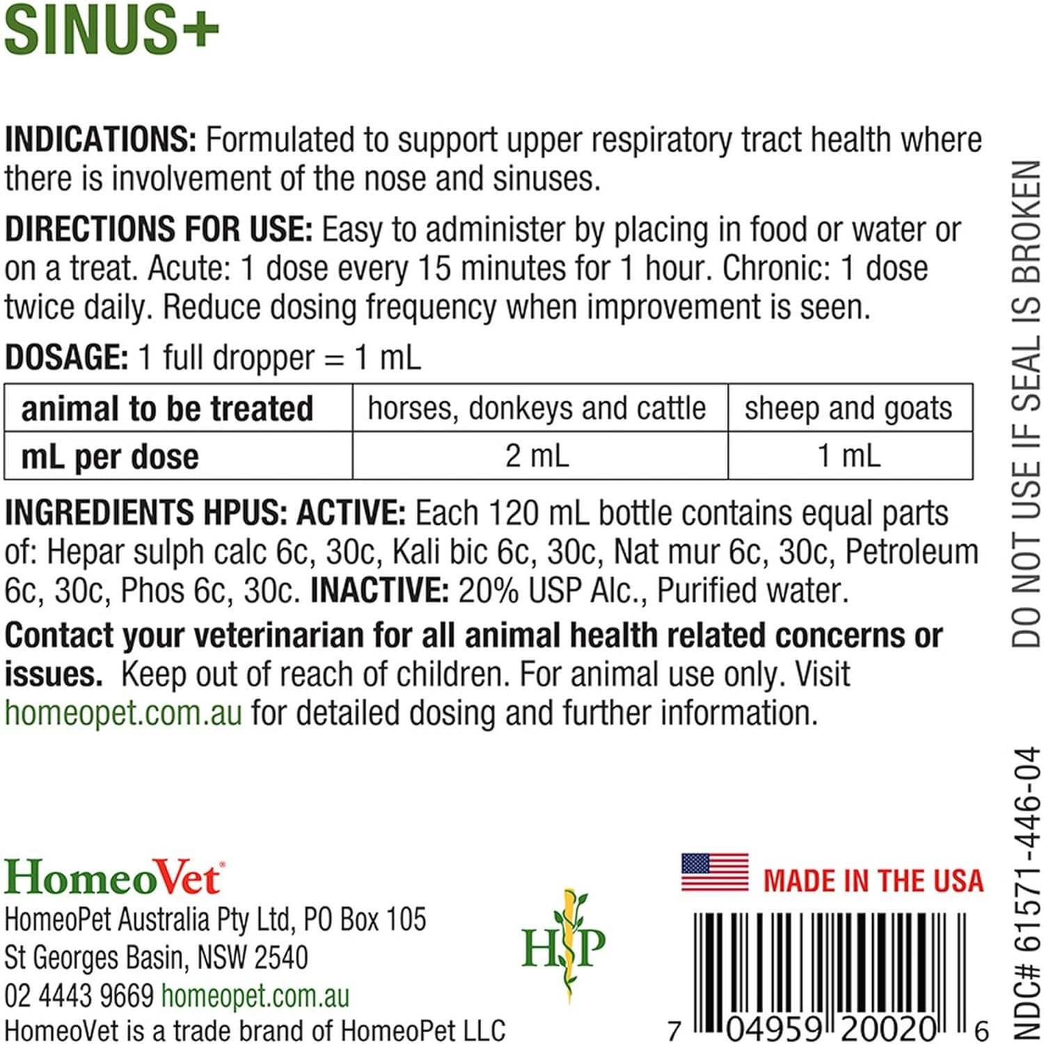 Homeovet Equine Sinus + 120 Ml - Horse Upper Respiratory Tract Relief Support for Nasal and Sinus Tract Health, Use for a Runny Nose, Watery Eyes, Sneezing and Congestion. Natural Horse Nasal Relief image number 4