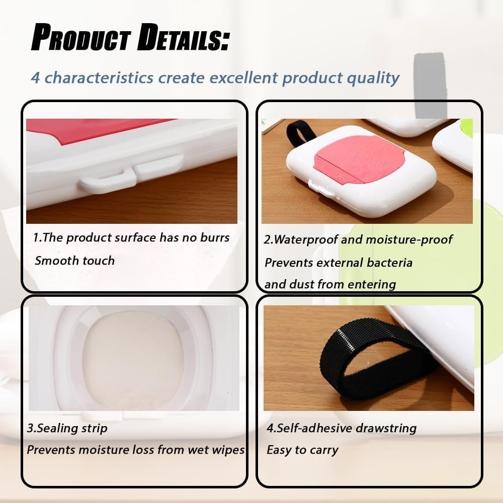 WADY 3Pcs Wipe Dispenser, Refillable Wipes Case, Wet Tissue Box, Easy Open Close Wipe Container (Color A) image number 2