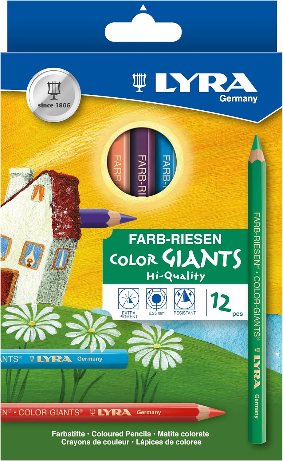 LYRA Color-Giants Lacquered Colored Pencils, 6.25Mm Cores, Set of 12, Assorted Colors (3941120) image number 4