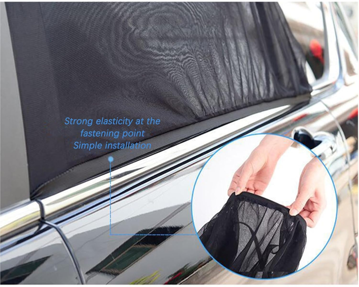 2Pcs Car Window Shade for Baby Universal Fit Adjustable Breathable Mesh Car Curtains Rear Door Window Net Outdoor Camping Netting Large Size