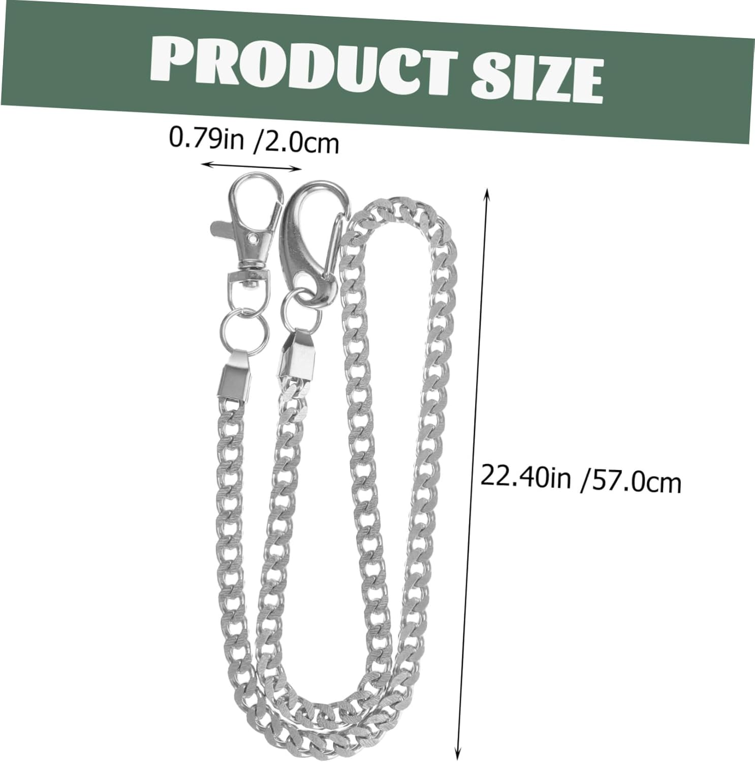 ANDRESLAD Mens Wallet Chain and Trousers Chain Silver Stainless Steel Hip Hop Punk Style 57Cm Length for Jeans and Pants Accessories