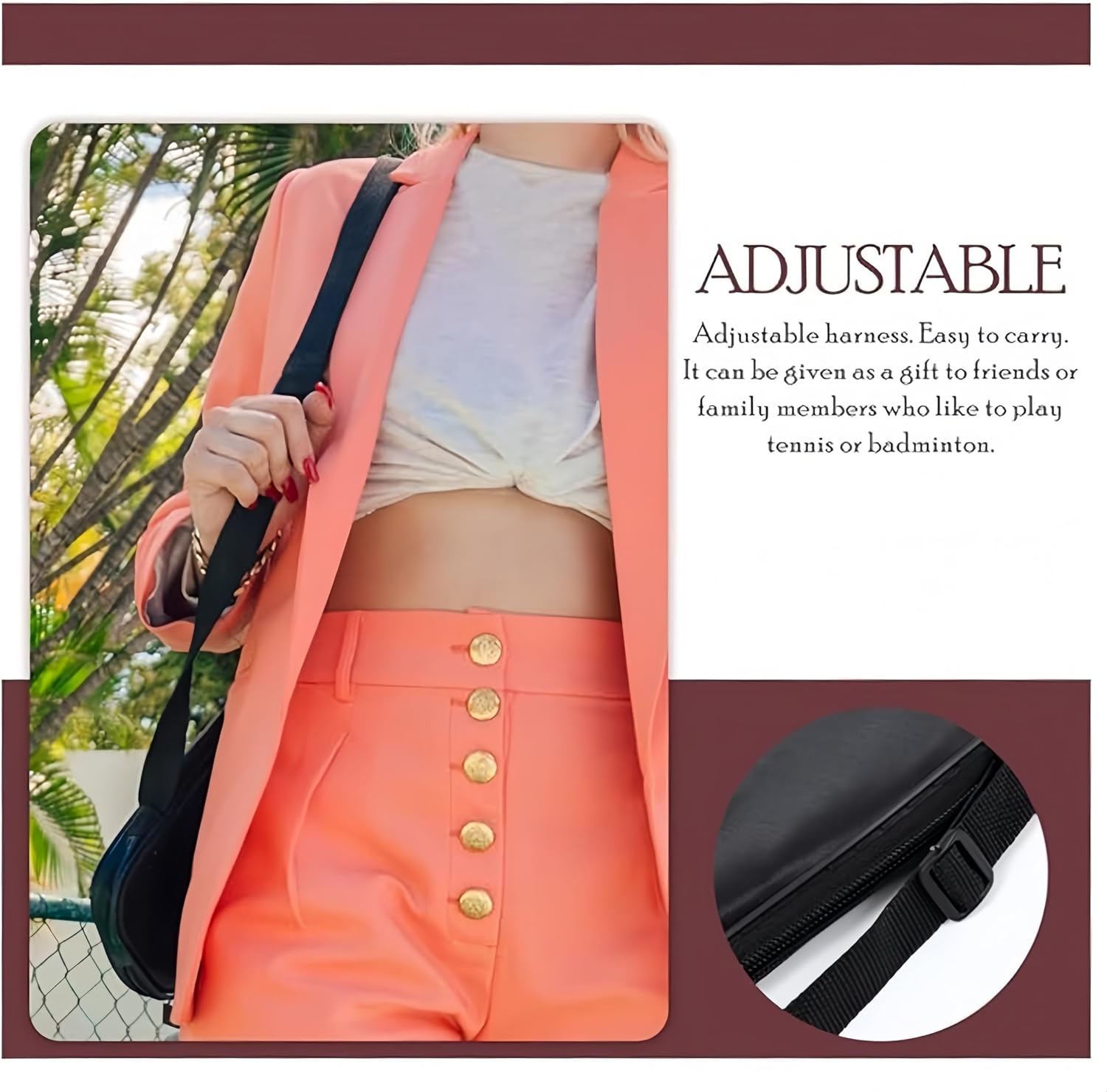 Jindizi Single Shoulder Badminton Racket Bag Portable Accessory Pouch for Outdoor Sports Lightweight Reusable Storage for Badminton Gear and Easy Carrying image number 4