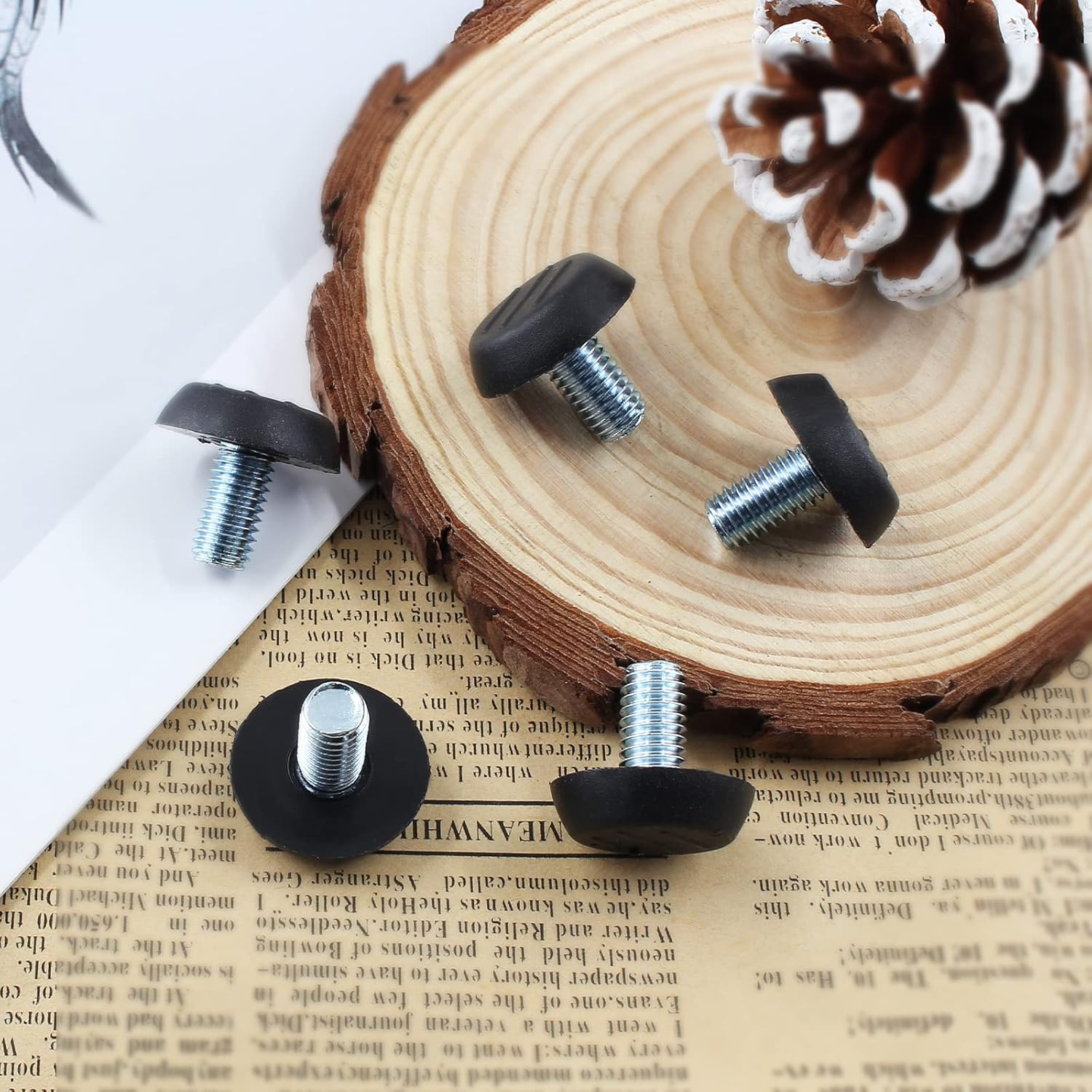 Auvotuis 20 Pcs M8 Adjustable Furniture Levelers Screw on Furniture Glide Leveling Foot Screw in Threaded for Chair, Table, Furniture Legs (M8 X 15Mm) image number 2