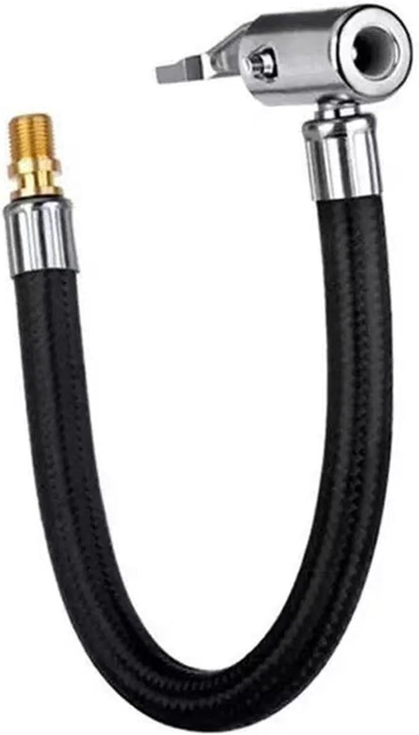 Tire Inflator Hose Adapter, Locking Tire Chuck with Rubber Hose and Standard Tire Valve Fine Thread, Air Inflator Hose Adapter for Twist on Convert to Lock on Connection image number 3