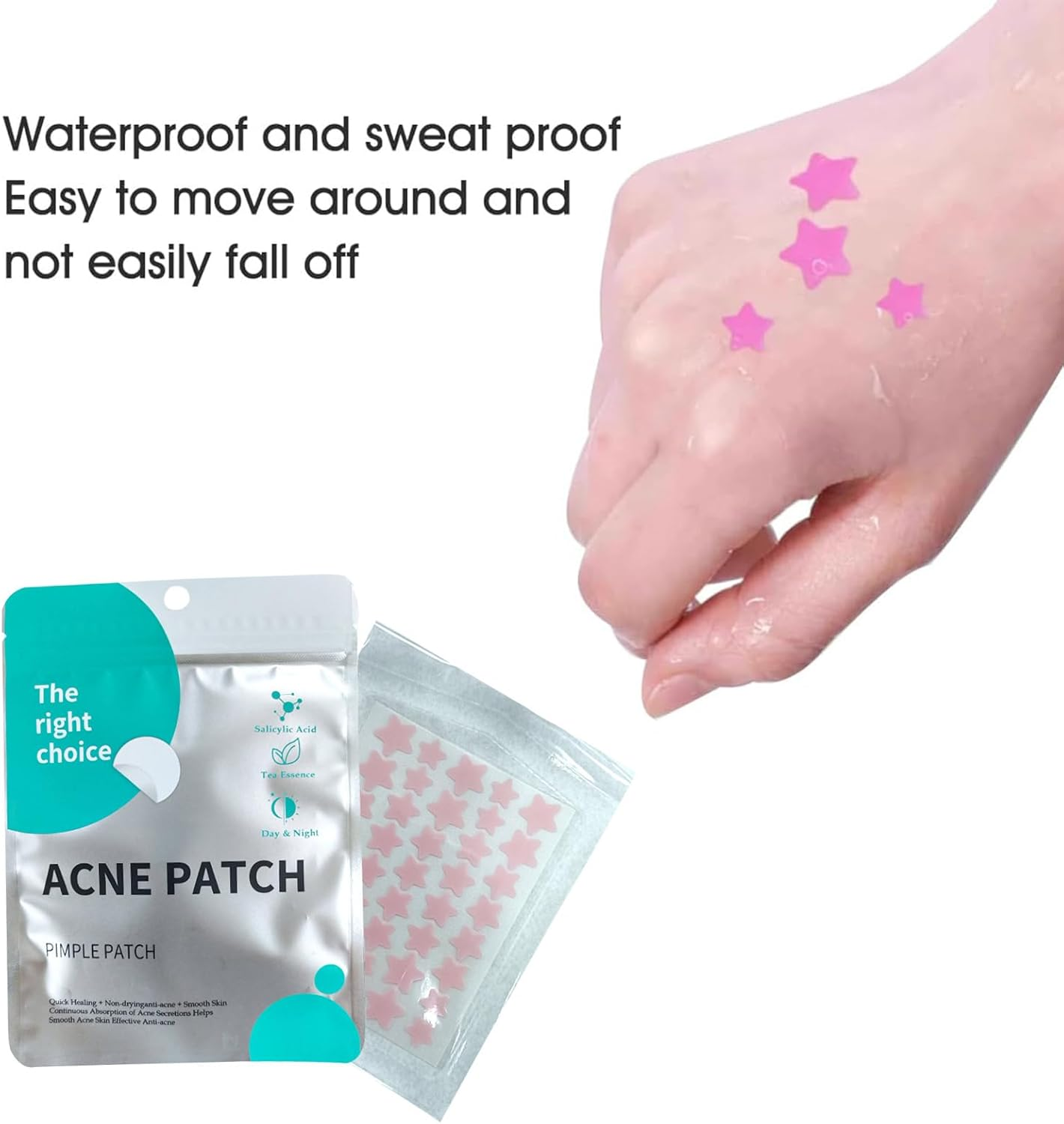 200-Pcs Pimple Patches with Hydrocolloid & Tea Tree Oil,Star Design，Hydrocolloid & Tea Tree Oil Pimple Patches with Invisible Stars (24H Use) image number 2