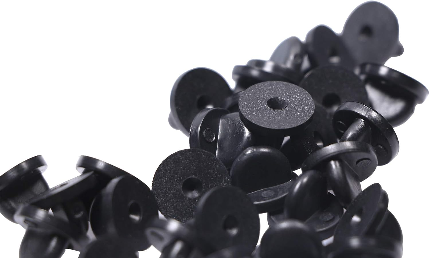 Shapenty Butterfly Clutch PVC Rubber Pin Backs Keepers Replacement Uniform Badge Comfort Fit Tie Tack Lapel Pin Backing Holder Clasp (Black 30PCS) image number 1