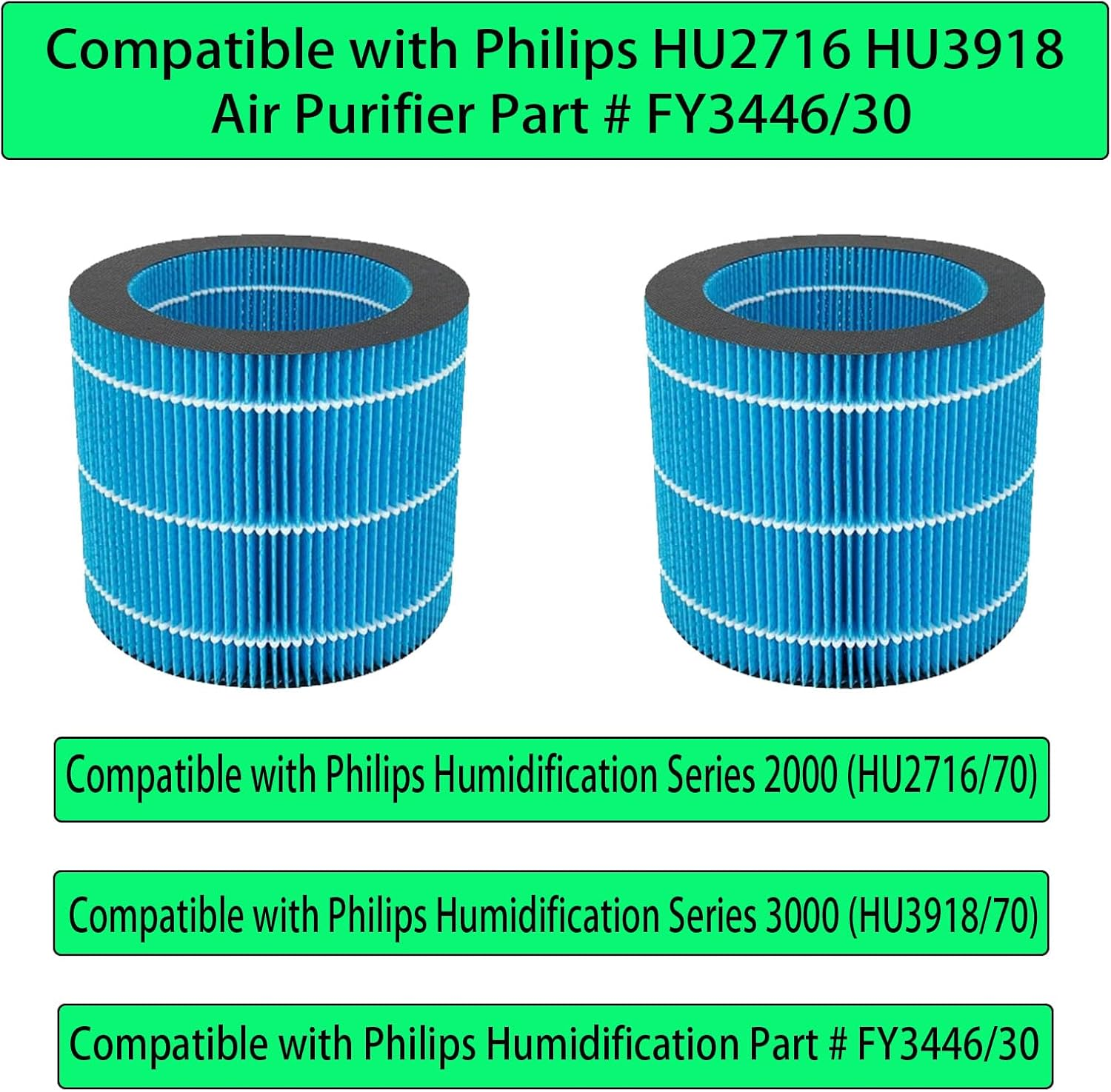 FY3446/30 Replacement Wick Filter for Philips Humidification 2000 3000 Series HU2716 HU3918 Humidifiers-2 Pack