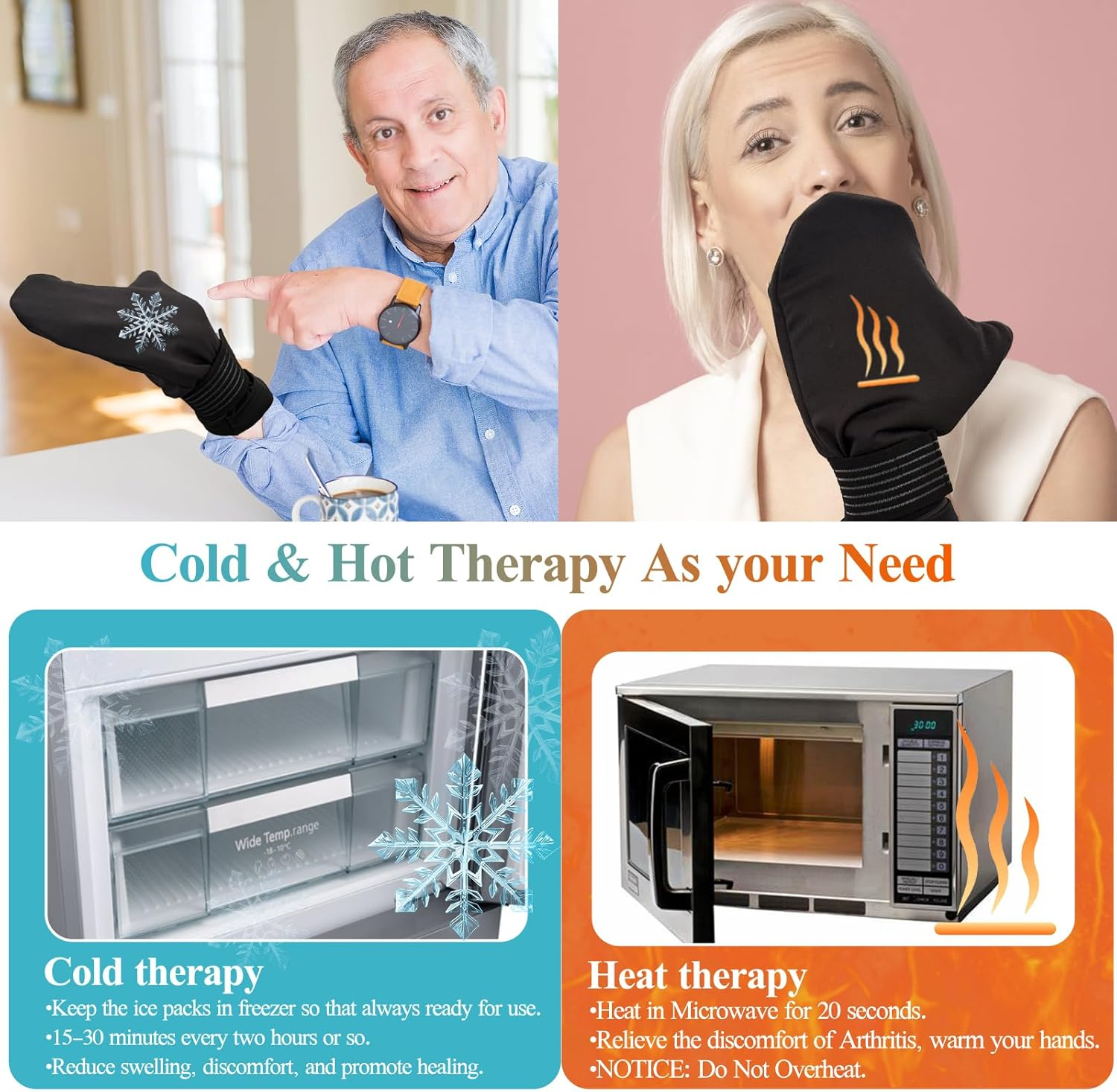 Hand Ice Pack Cold Gloves for Pain Relief and Chemotherapy Neuropathy, Reusable Gel Ice Gloves Cold Compress Cooling Gloves, 2 Reusable Gel Hot Packs for Hands, Carpal Tunnel image number 3