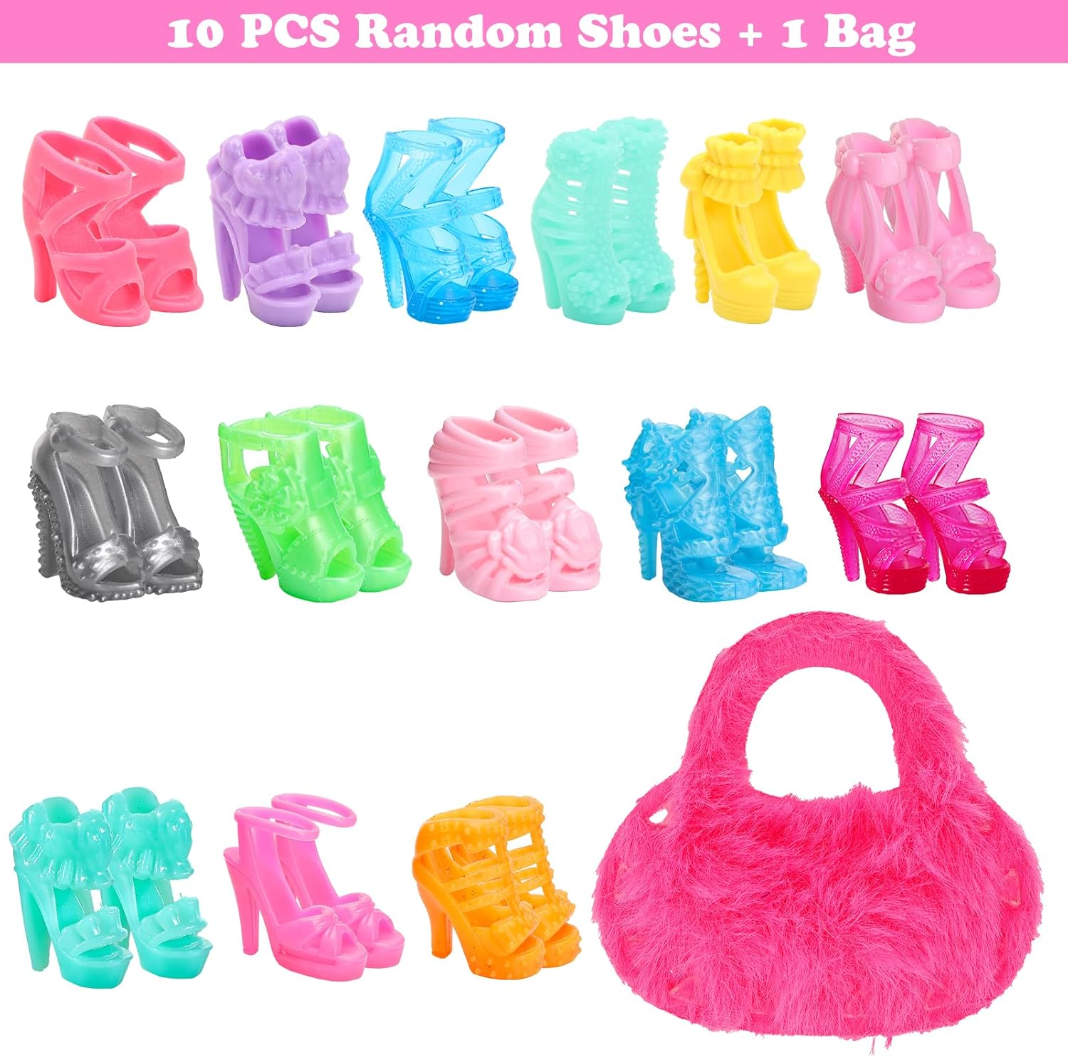 BARWA 26 PCS Doll Clothing and Accessories Including 12 Fashion Dresses + Swimsuit + Coat + Top + Pants with 10 Shoes Bag Accessories for 11.5 Inch Girl Doll image number 6