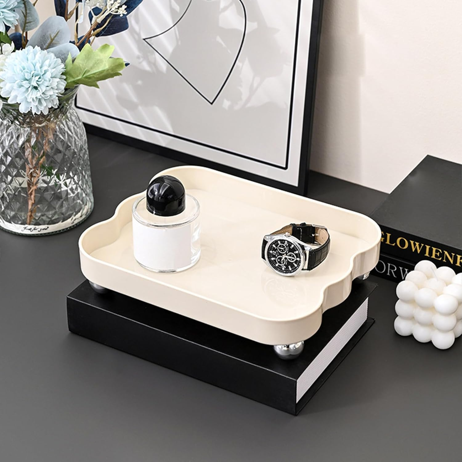 Vanity Makeup Organizer | Split Design Desk Brush Holder,Beauty Holder - for Home Vanity Bedroom Counter Dresser Dorm Room Studio image number 5