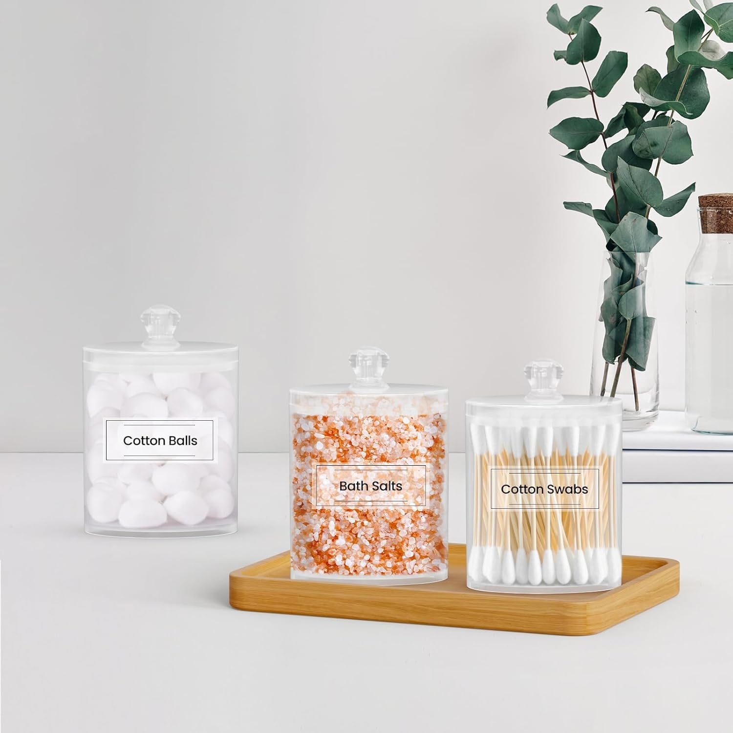 LABUBU Holder 6 Pack,Qtip Dispenser for Cotton Pads,Swabs,Balls,Bathroom Storage Containers for Organizing,Plastic Bathroom Canisters with Lid,Storage Jars Vanity Makeup Accessories Set image number 5