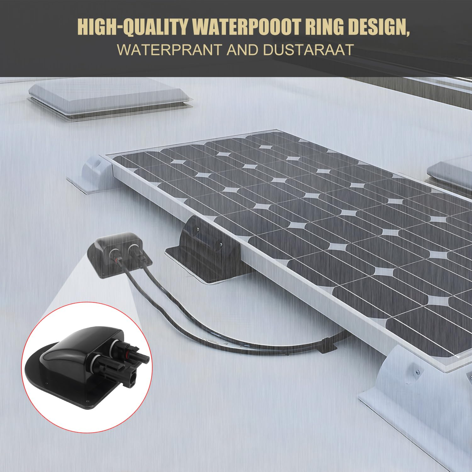 Roof Feed-Through Solar Cable Duct 2-Way Waterproof Roof Guide Cable Black for Motorhome Caravan Boats Camper Satellite System Air Conditioning ABS image number 2