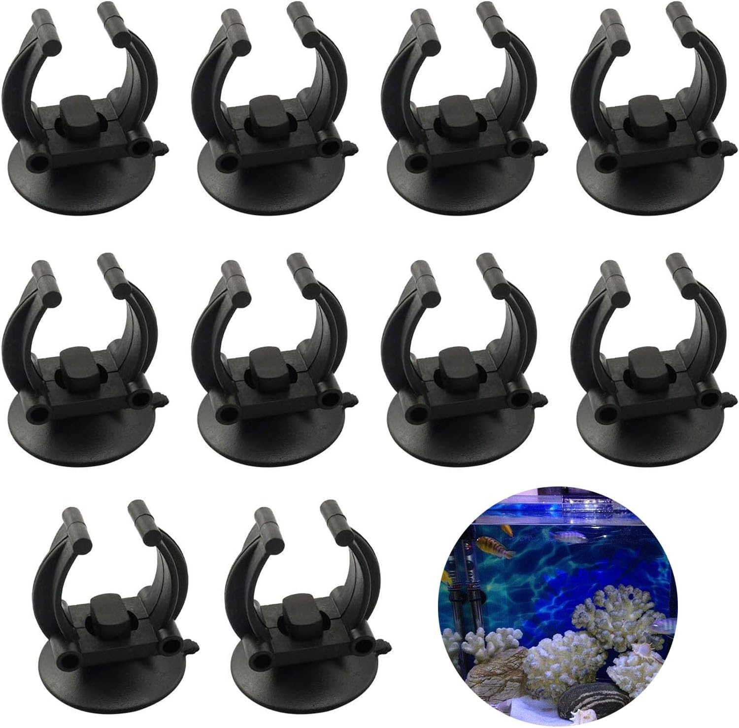 10 PCS Fish Tank Heating Rod Sucker Fixing Clip, Aquarium Fish Tank Accessories, Heater & Submersible Light Suction Cup, Use for Tank Pump, Overhead Line Tube, Pet Supplies image number 2