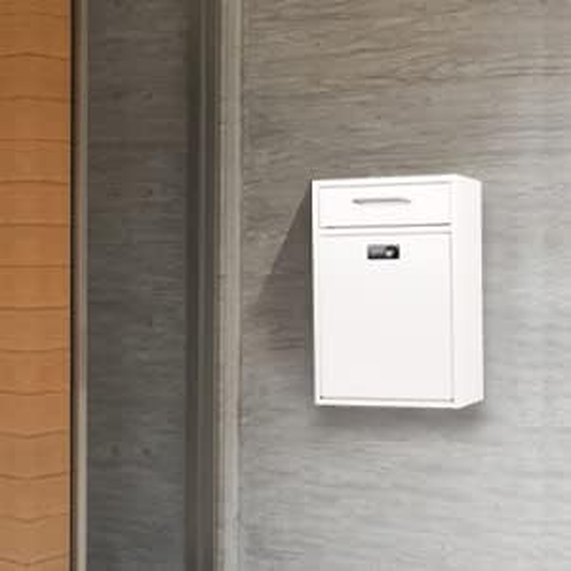 Xydled Wall-Mount Mailbox with Combination Lock, High Security Durable Drop Box, Hanging Secured Postbox, Rust-Proof, Letter Deposit Payment, White,Xl Large image number 5