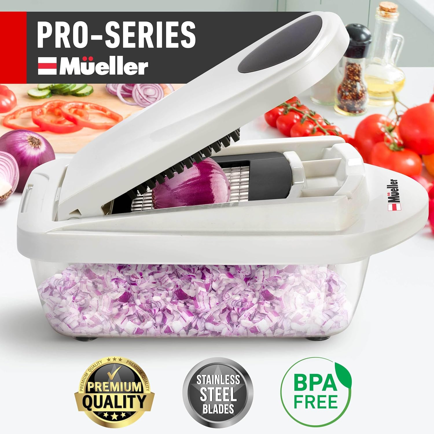 Pro-Series Onion Chopper, Slicer, Vegetable Chopper, Cutter, Dicer, Spiralizer Vegetable Slicer with Container and 8 Blades image number 3