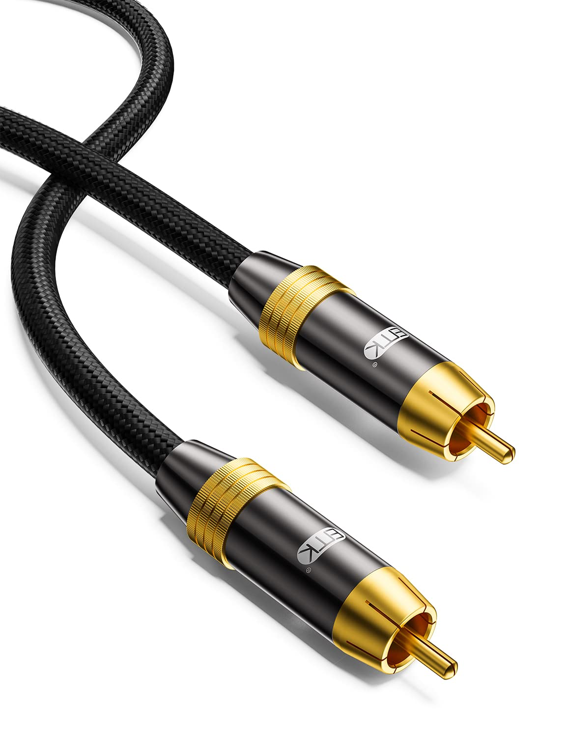EMK Subwoofer Cable, Digital Coaxial Audio Cable [24K Gold-Plated, Durable Cotton] Premium S/PDIF RCA Male to RCA Male for Home Theater, Soundbar,Speaker,Hdtv, Subwoofer, Hi-Fi Systems (Black-3.3Ft/1M)