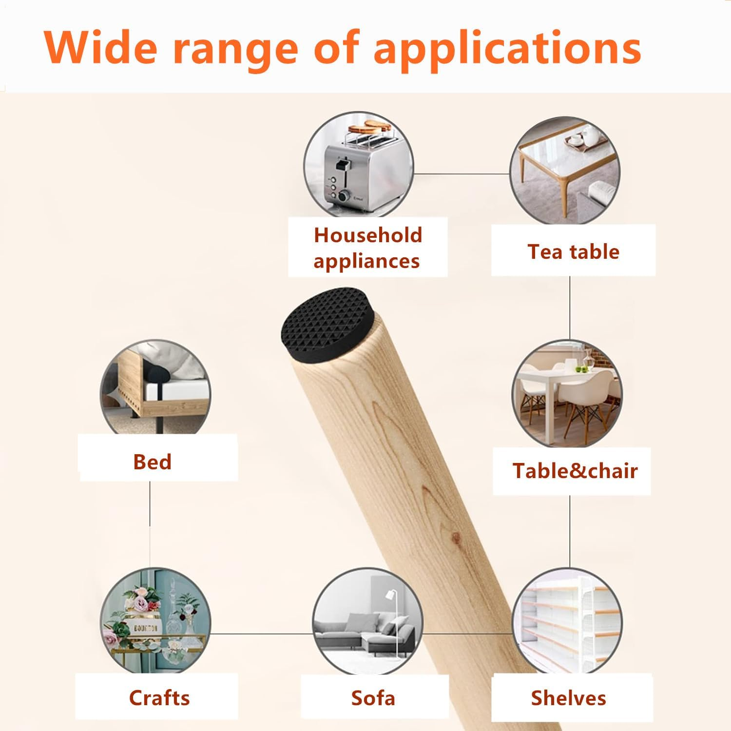 152PCS Furniture Pads, Chair Leg Pads Self Adhesive Furniture Pads Rubber Chair Feet, anti Scratches Furniture Pads for Floor,Non Slip Chair Leg Floor Protectors. image number 3