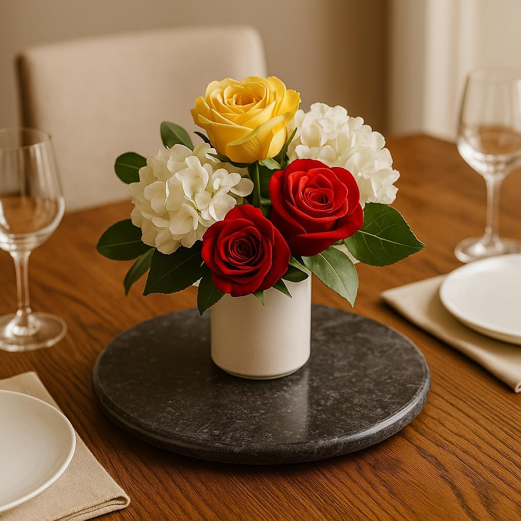 Creative Home Genuine Marble Stone 12" round Board - Off-White (Color May Vary) image number 2