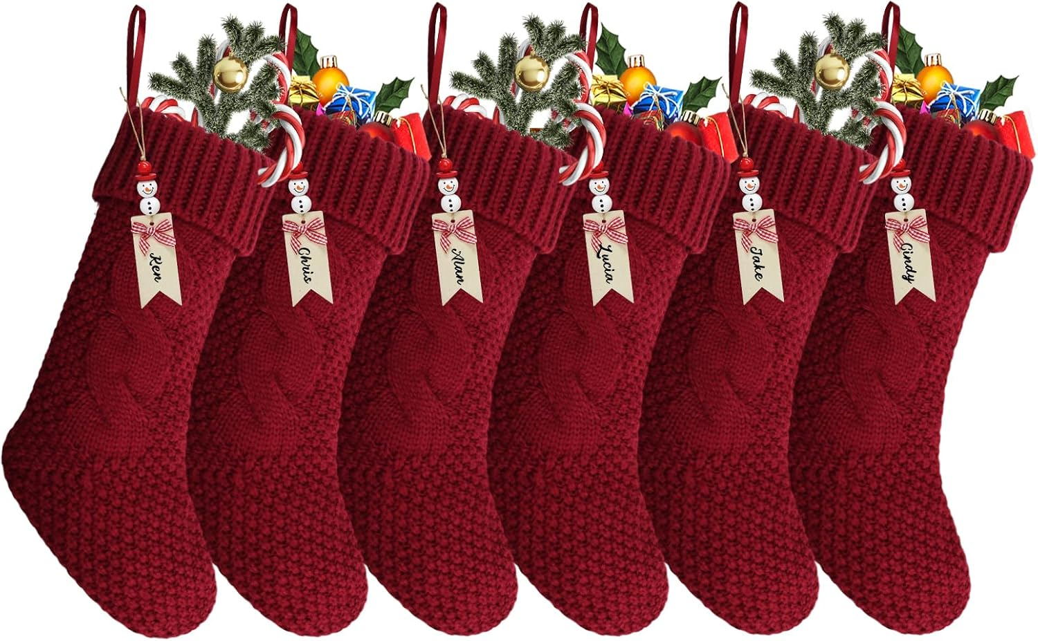 4 Pack Christmas Stocking,18 Inches Classic Deer Xmas Cuff Stockings,Classic Large Stocking Decorations for Family Holiday Season Decor