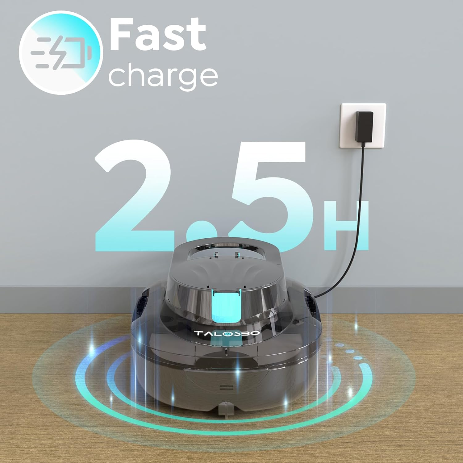 (2025 New) TALOSBO Pleco S1 Cordless Pool Vacuum with 75-80Mins Runtime, Robotic Pool Cleaner for above Ground Flat-Bottomed Pools up to 60㎡, Lightweight, 2.5H Fast Charging, Auto-Parking image number 4