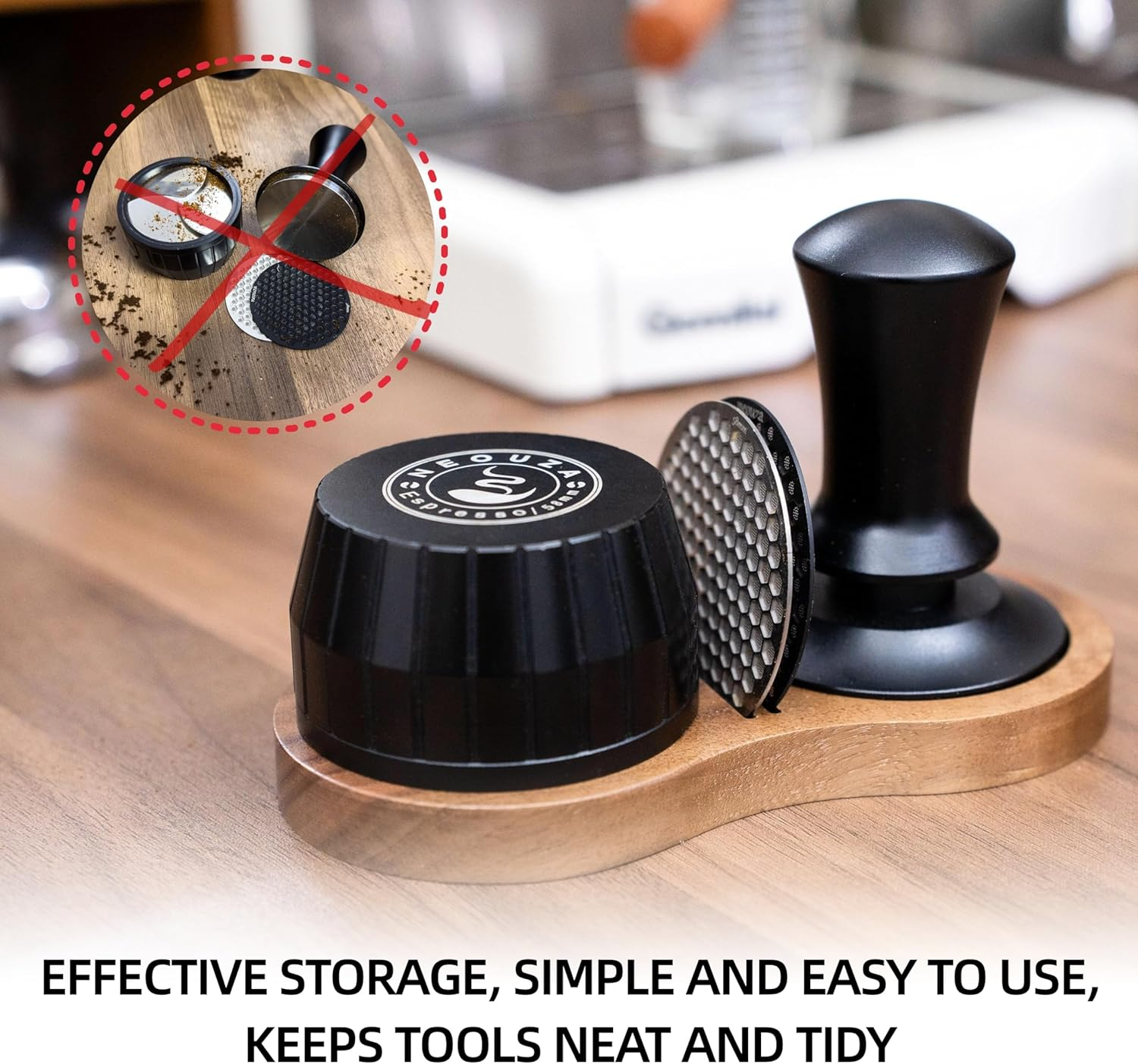 NEOUZA Coffee Tamper Stand Holder for Tamper, Distribution Tool, Puck Screen, Walnut Wood,51Mm 53Mm 58Mm Universal image number 2