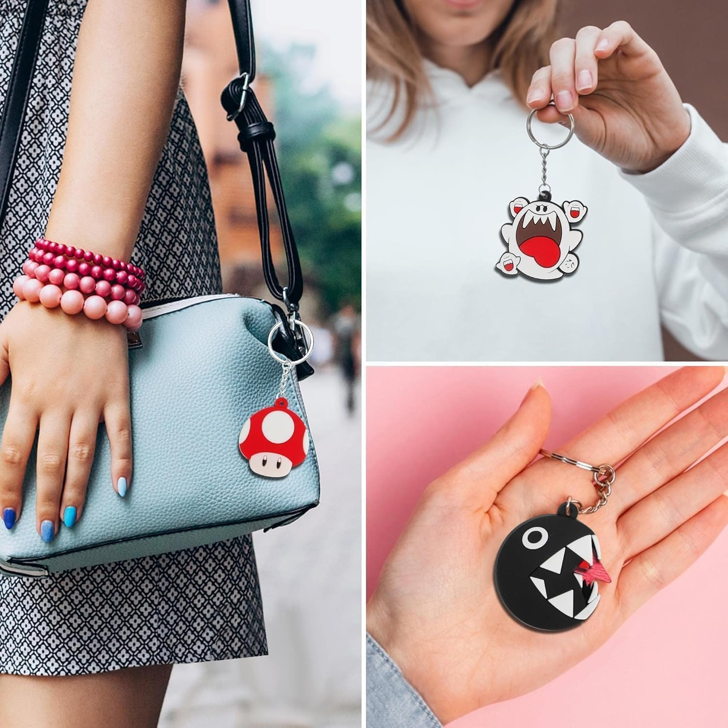 Kids Party Favors Set , 24Pcs Cartoon Keychains and 100Pcs Stickers, Birthday Party Supplies Game Prizes Gift for Kids Boys and Girls image number 3