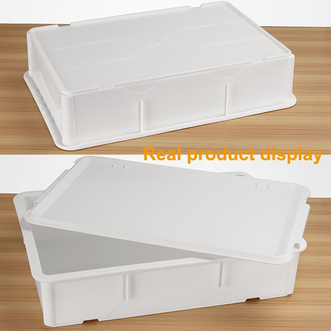 2 Pizza Dough Proofing Box,2 Pack Pizza Proofing Box with 2 Pack Cover and Lid,Bpa Free Plastic Bread Box Vegetable Storage (44.5 Cm* 32 * 8.5 Cm) Bread Box and Pizza Tray image number 3