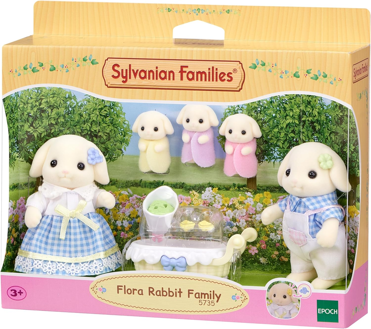 Sylvanian Families - 5735 Flora Rabbit Family - Dollhouse Playsets, ['Blue', 'Checkered'] image number 1