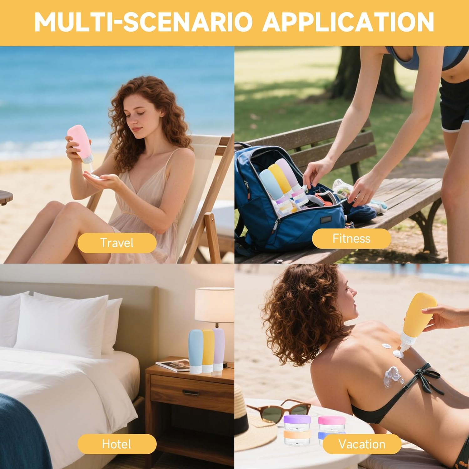 LMXMGRG 20 Pack Travel Bottles Set for Toiletries with Labels Silicone Travel Bottles Leak Proof Refillable Travel Essentials with Clear Toiletry Bag Travel Accessories for Shampoo Conditioner image number 3