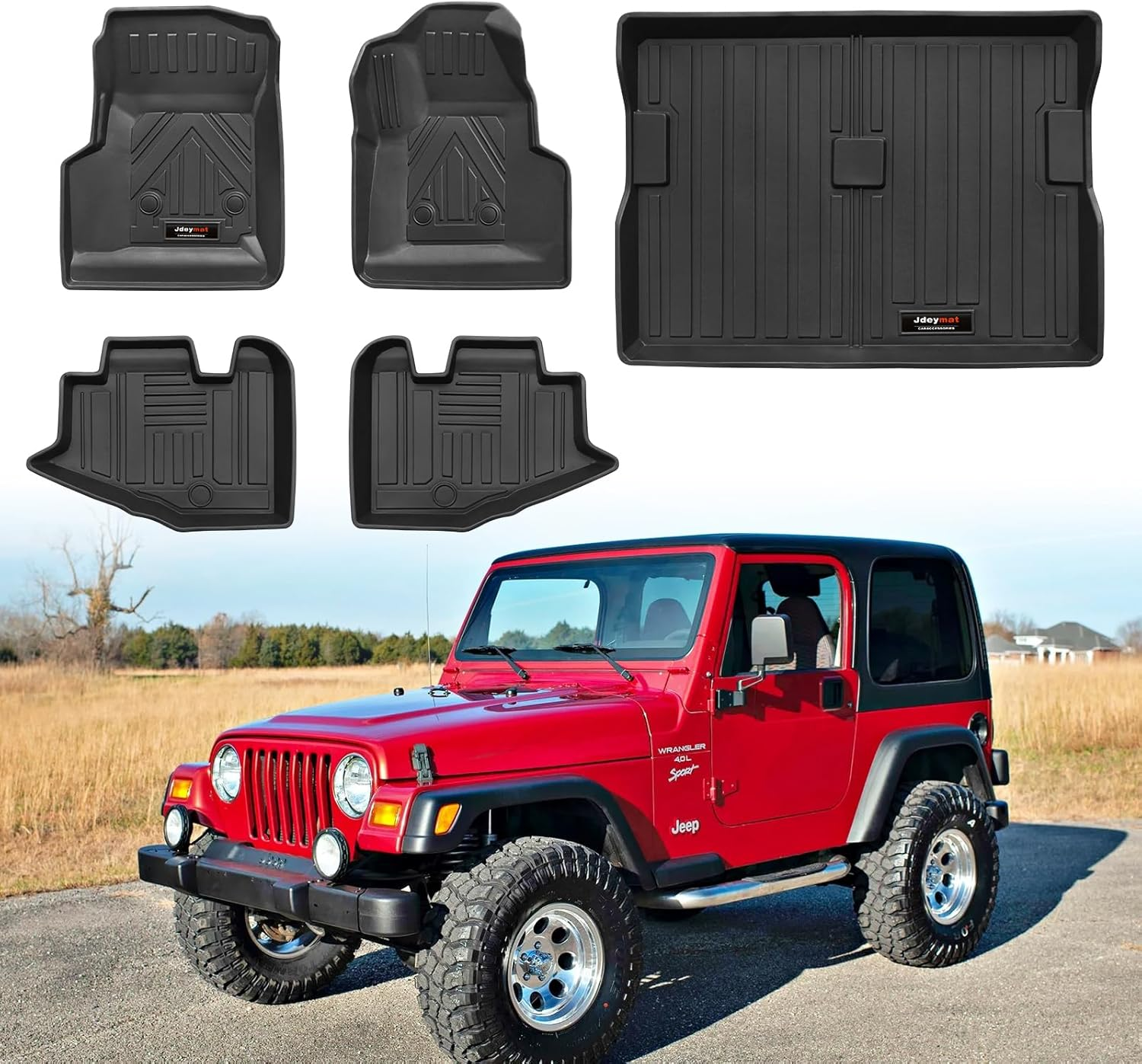 All Weather Floor Mats & Cargo Liner Compatible for 1997-2006 Jeep Wrangler TL/LJ Accessories (For1997-2006 Jeep Wrangler TJ/LJ)