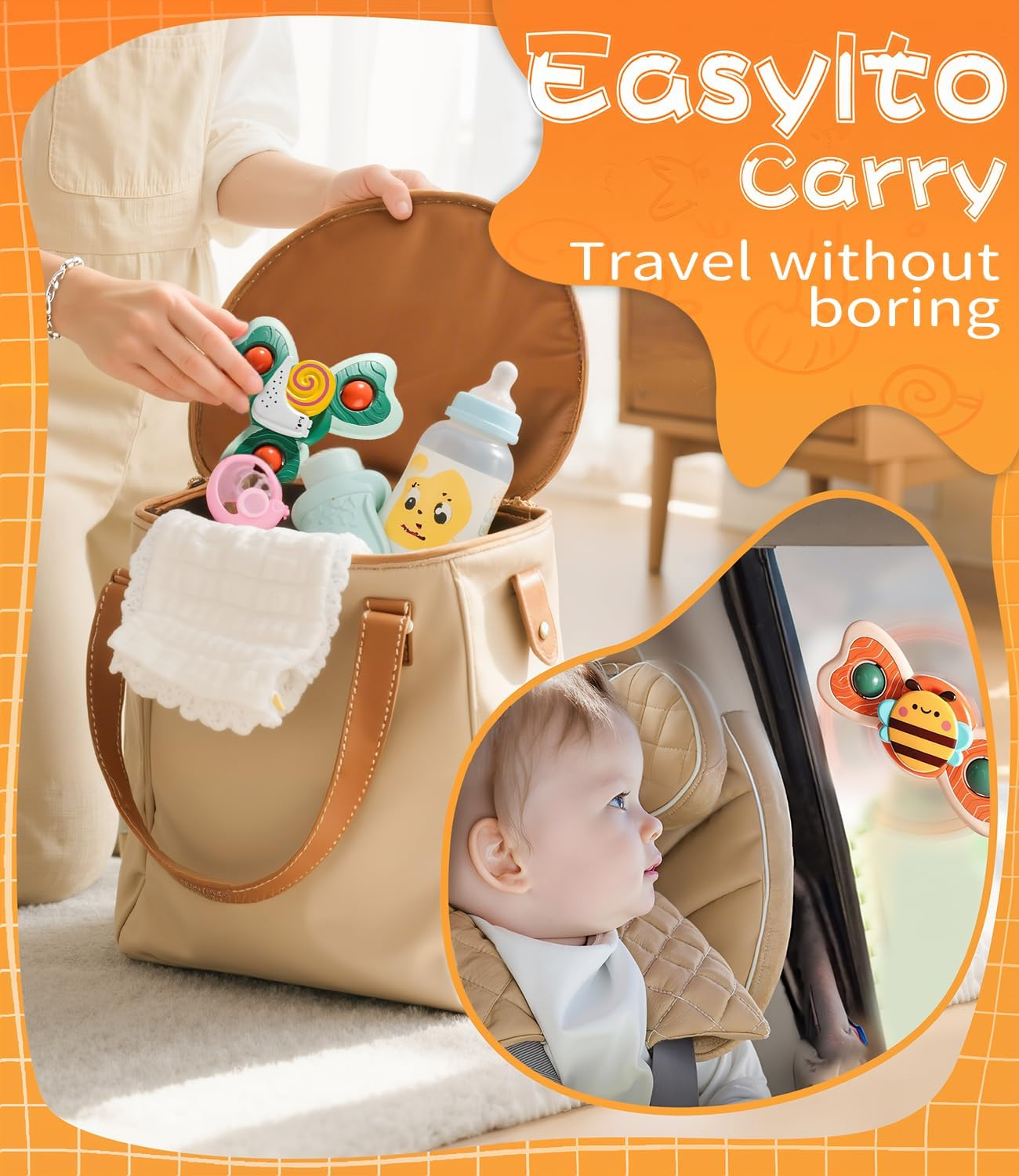 Wukon Suction Cup Spinners Baby Toys - 3PCS Spinner Sensory Toy for Toddlers 1 2 3 Year Old Boy Girl Birthday Gift, Fidget Rotating Bathtub Bath Toys Travel Table & Early Education Toys for 6+ Month image number 1